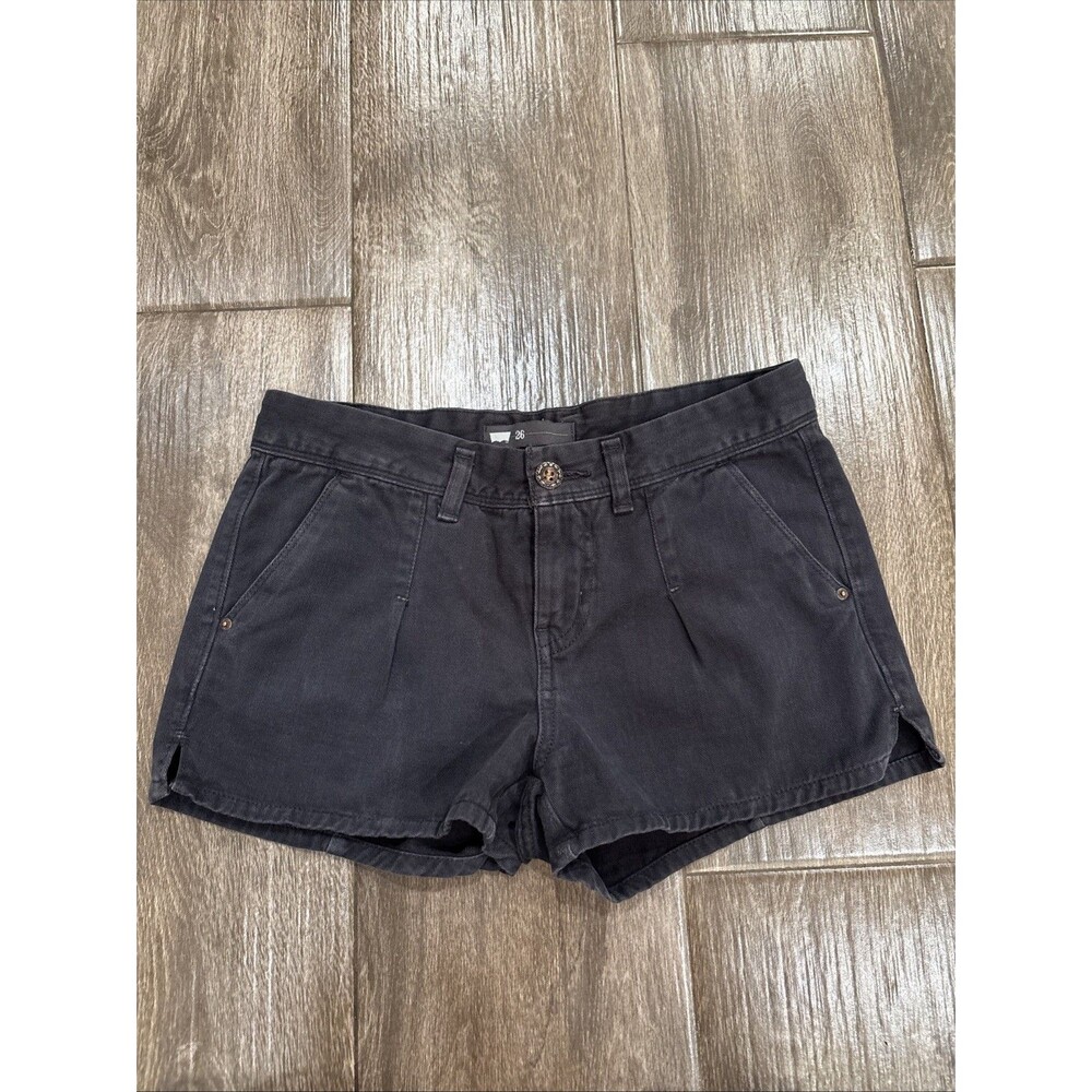Black‎ Levi’s Women’s Size 26 Super Short Shorts Mini Shorts Y2K Style Distress
